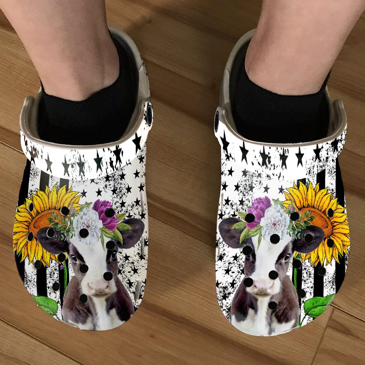 Merchidea Beautiful Cow Crocs Crocband Clogs Shoes Comfortable For Men Women and Kids