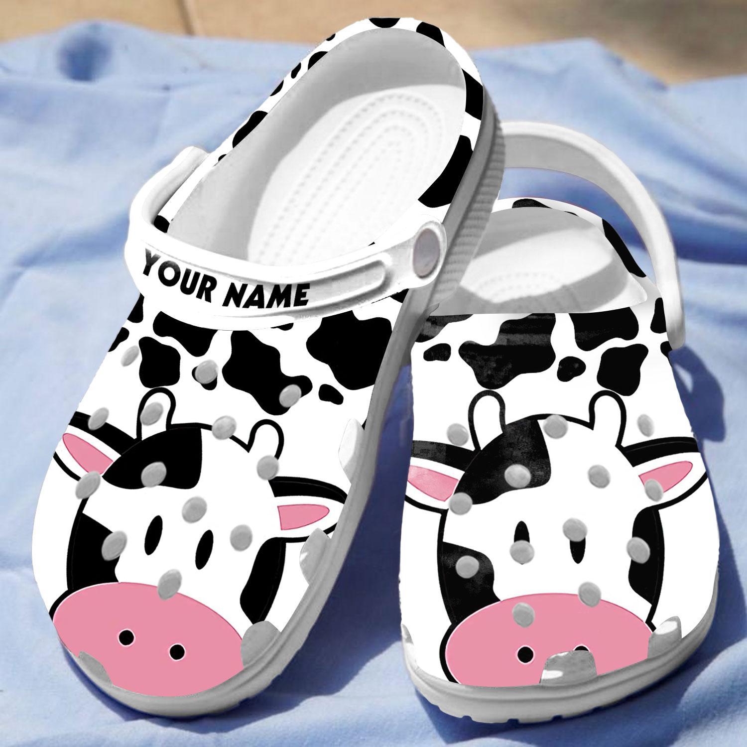 Merchidea Beautiful Cow Crocs Crocband Clogs Shoes Comfortable For Men Women and Kids