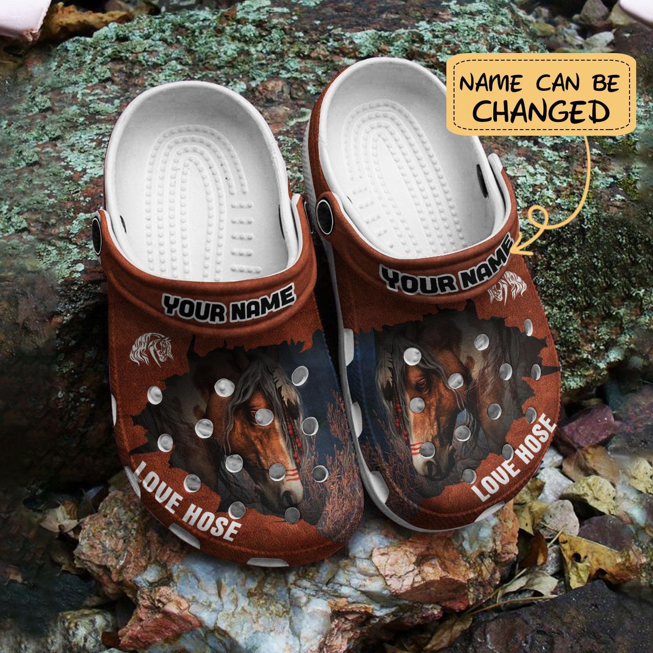 Merchidea Beautiful Horse Brown Crocs Crocband Clogs Shoes Comfortable For Men Women and Kids