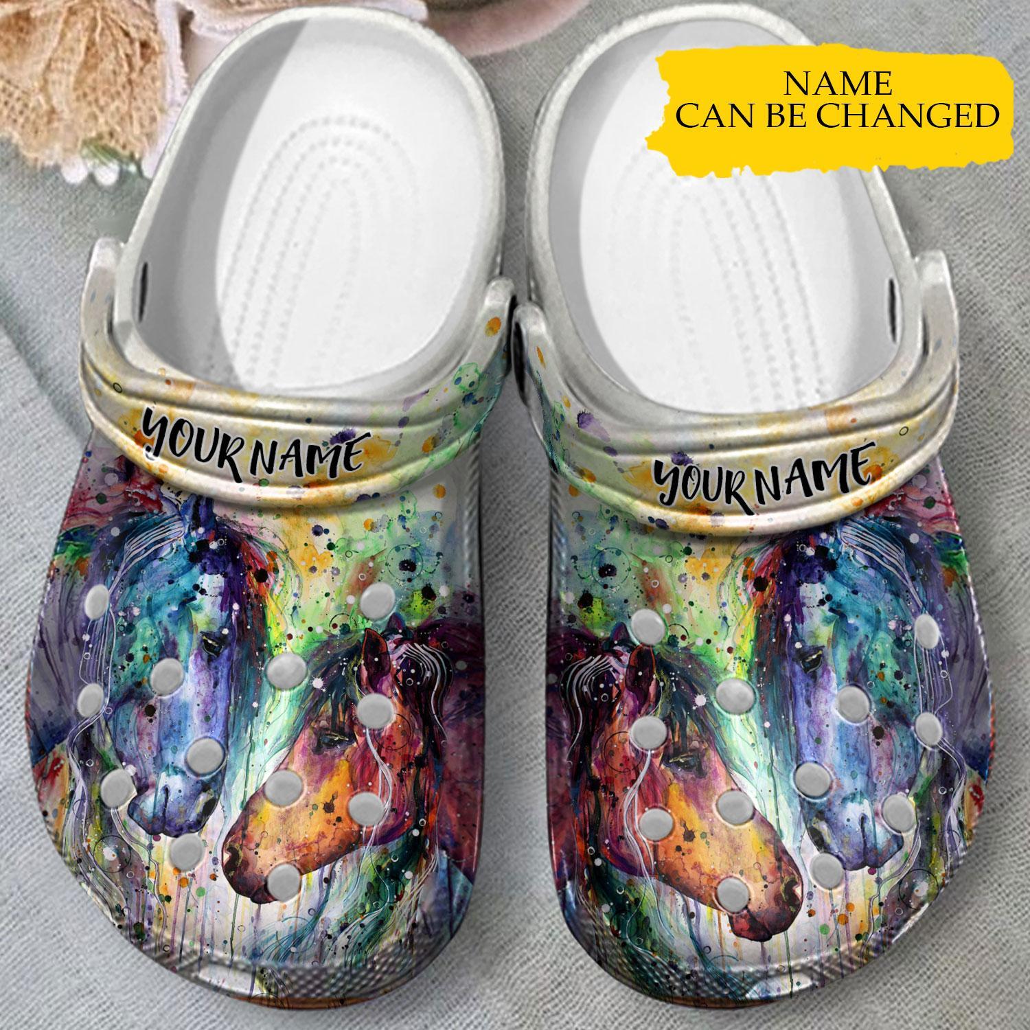 Merchidea Beautiful Horse Crocs Crocband Clogs Shoes Comfortable For Men Women and Kids