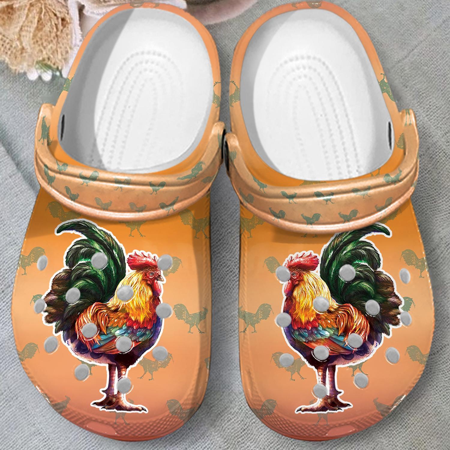 Merchidea Beautiful Rooster Crocs Crocband Clogs Shoes Comfortable For Men Women and Kids