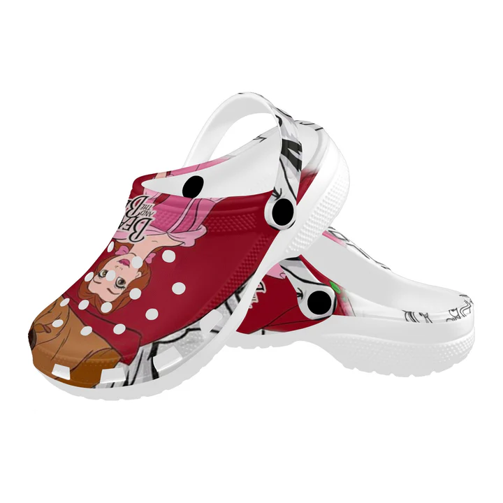 Merchidea Beauty And The Beast Cartoon Crocs Crocband Clogs Shoes Comfortable For Men Women and Kids