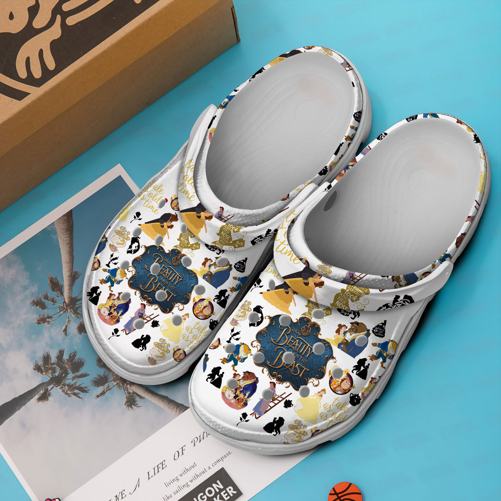 Merchidea Beauty And The Beast Cartoon Movie Crocs Crocband Clogs Shoes Comfortable For Men Women and Kids