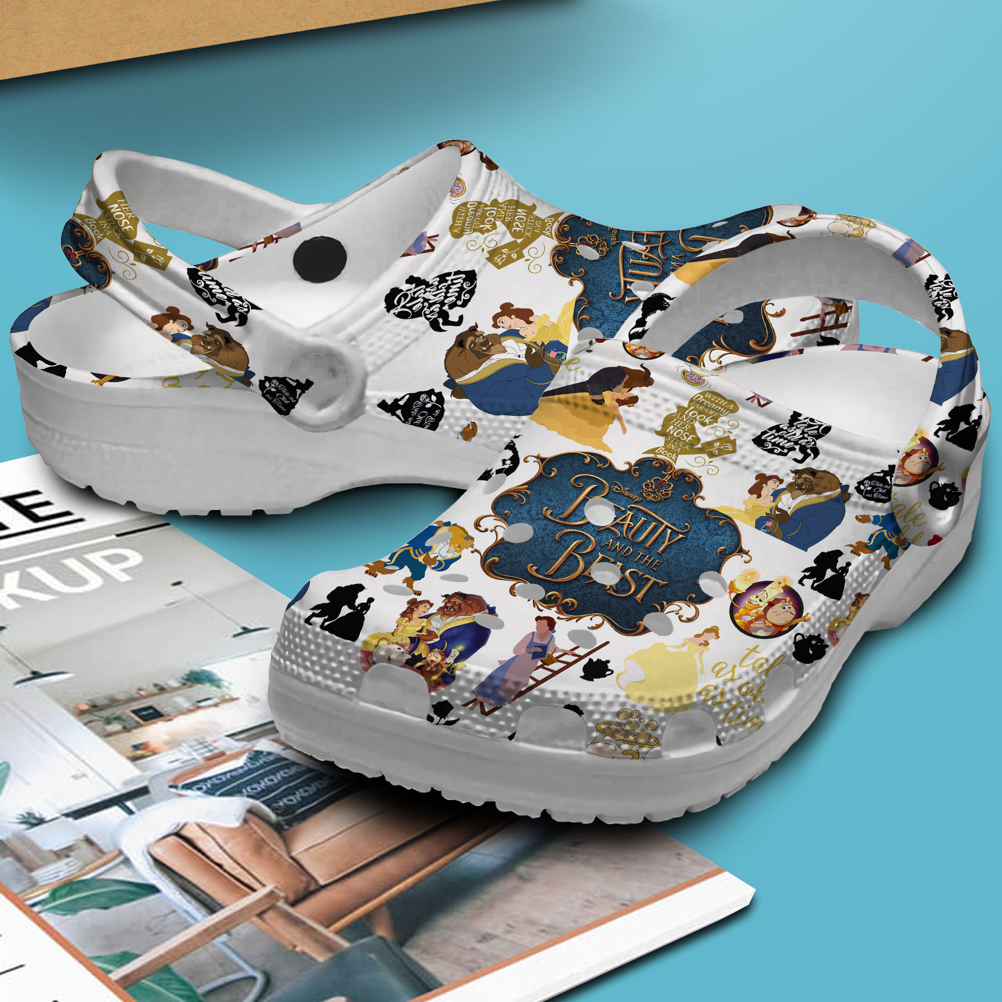 Merchidea Beauty And The Beast Cartoon Movie Crocs Crocband Clogs Shoes Comfortable For Men Women and Kids