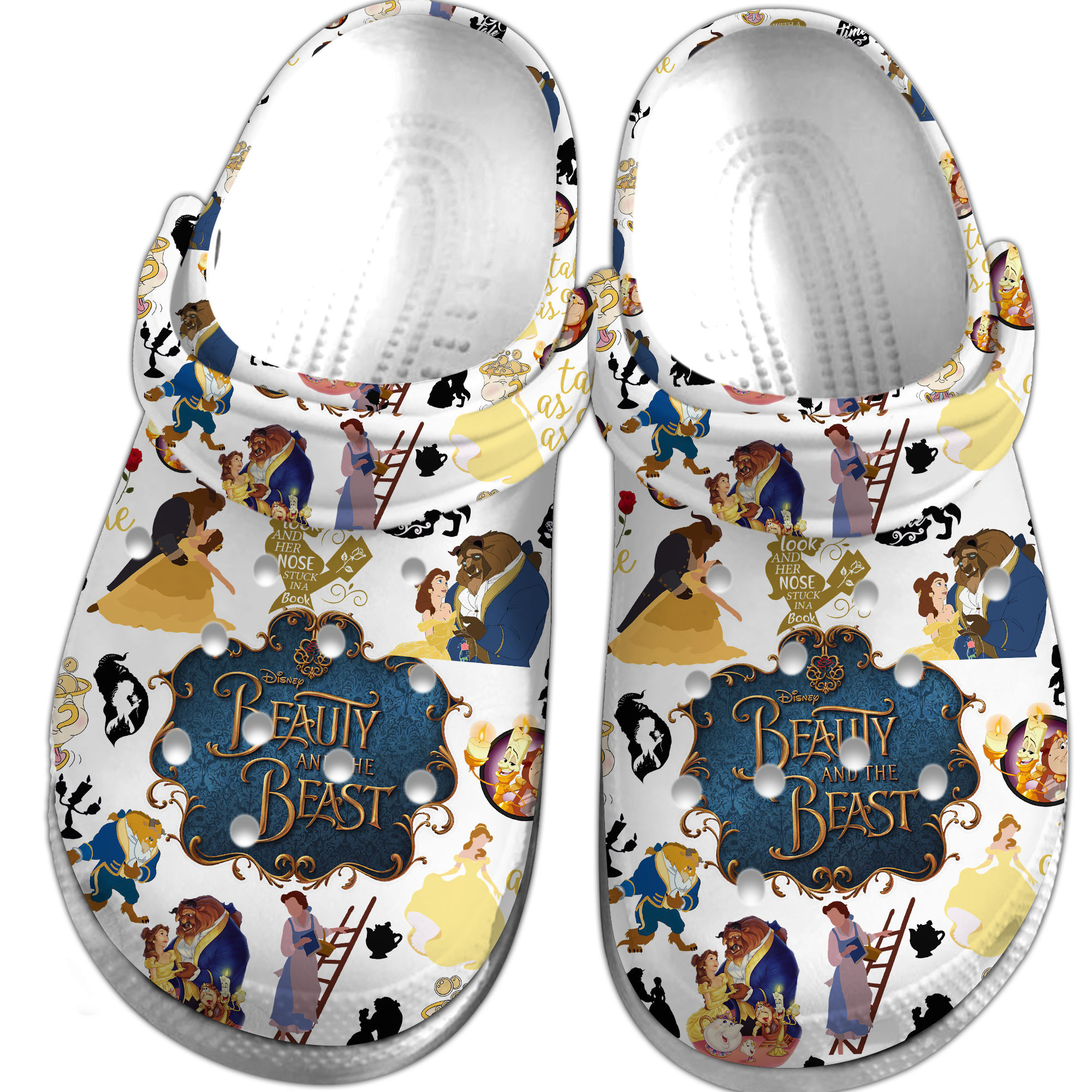 Merchidea Beauty And The Beast Cartoon Movie Crocs Crocband Clogs Shoes Comfortable For Men Women and Kids