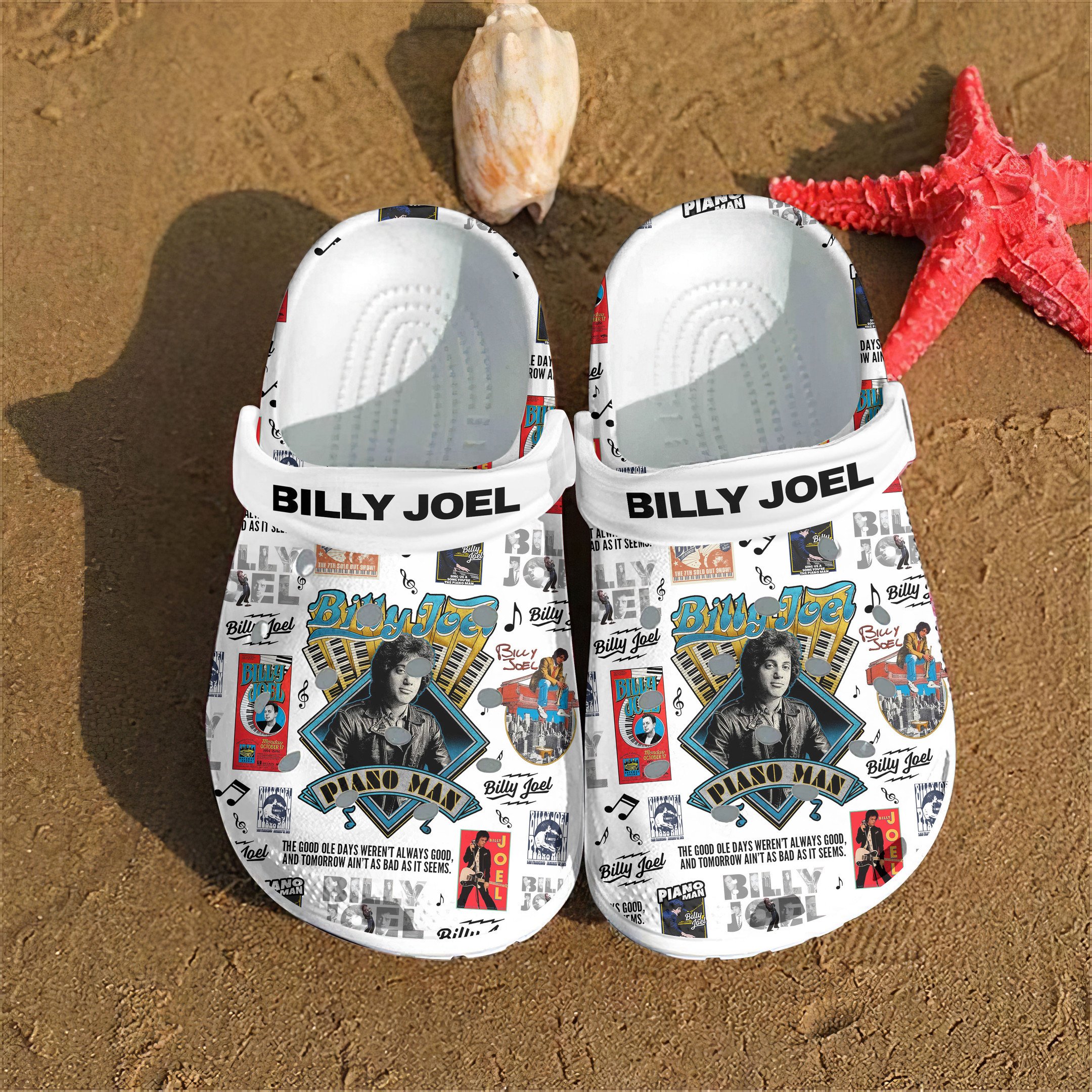 Merchidea Billy Joel Music Crocs Crocband Clogs Shoes Comfortable For Men Women and Kids