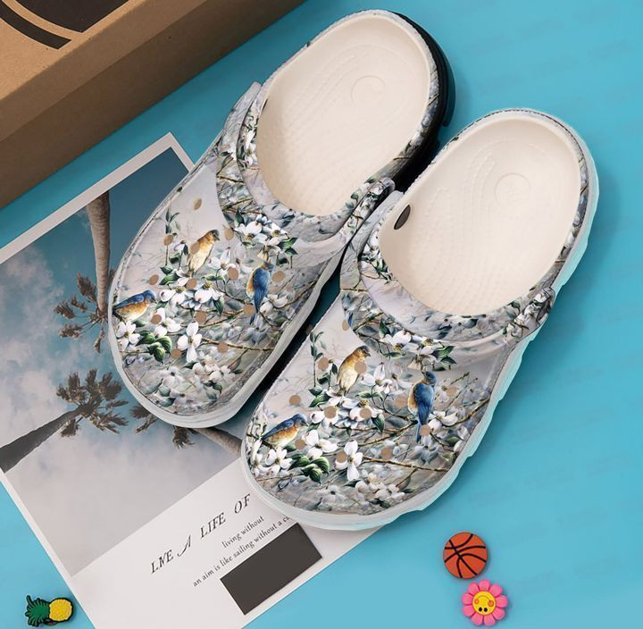 Merchidea Bird Blue Birds Classic Clogs Shoes