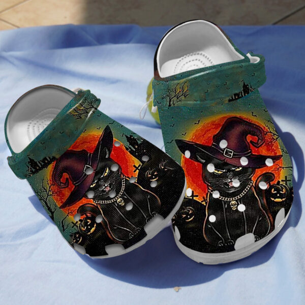 Merchidea Black Cat Halloween Crocs Crocband Clogs Shoes Comfortable For Men Women and Kids