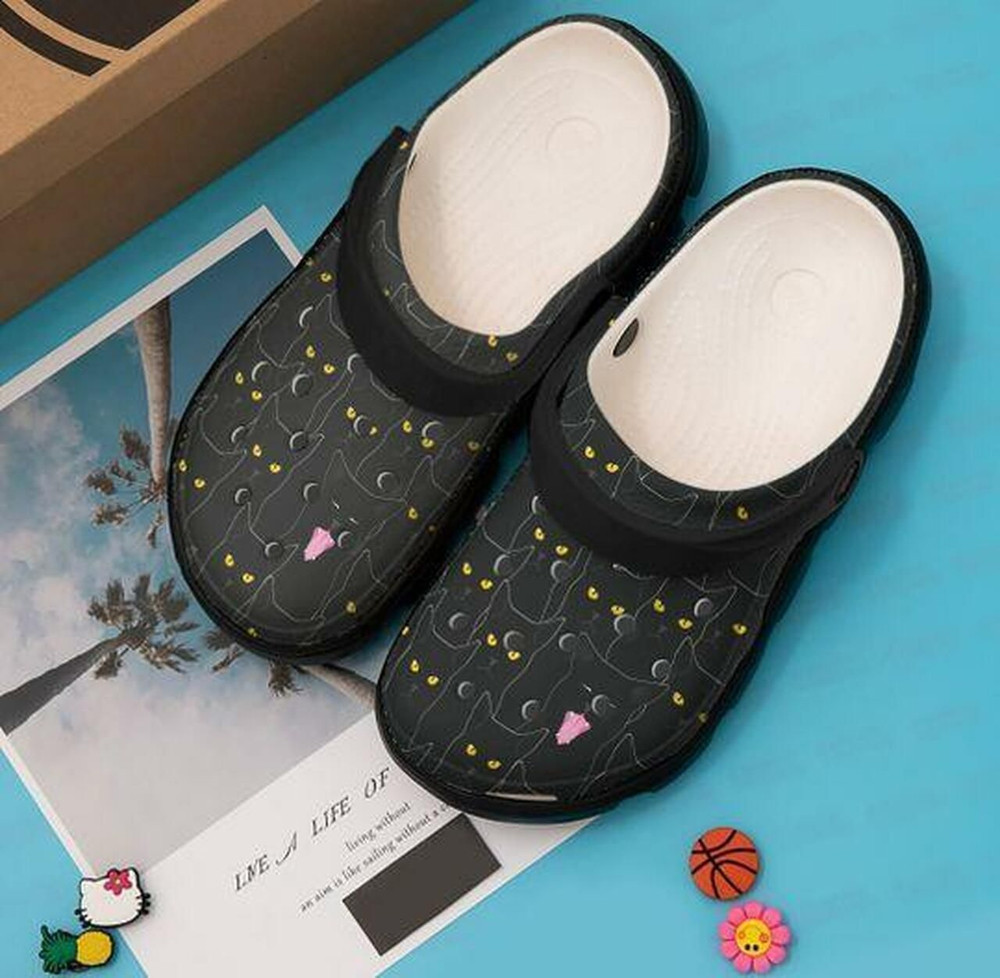 Merchidea Black Cat Personalized 10 Gift For Lover Rubber clog Shoes Comfy Footwear