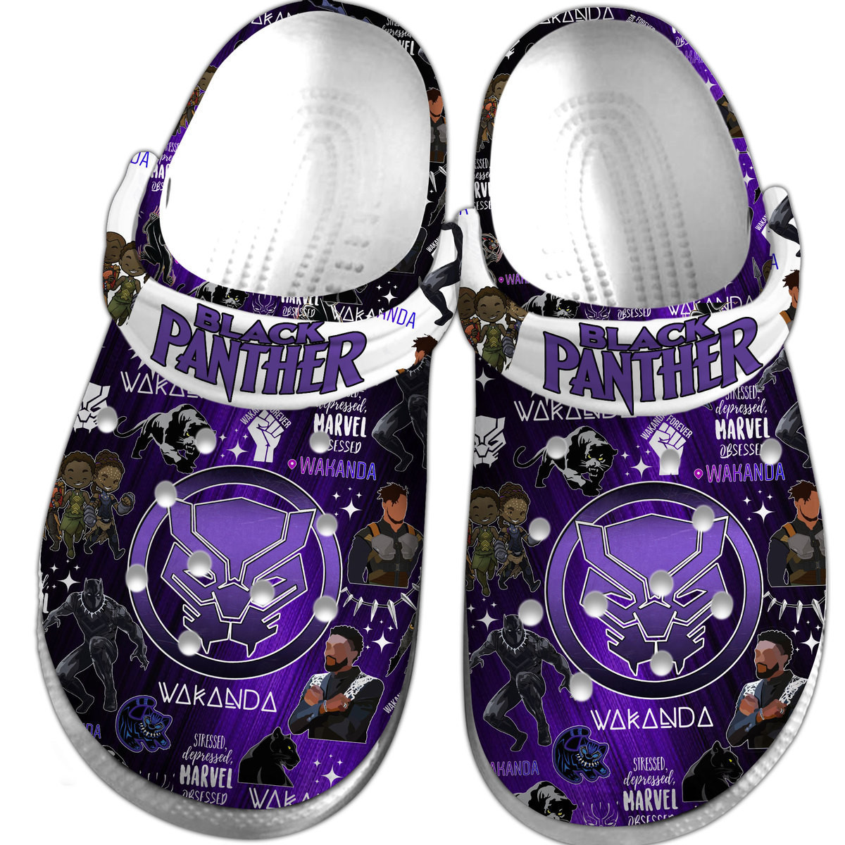 Merchidea Black Panther Movie Crocs Crocband Clogs Shoes Comfortable For Men Women and Kids