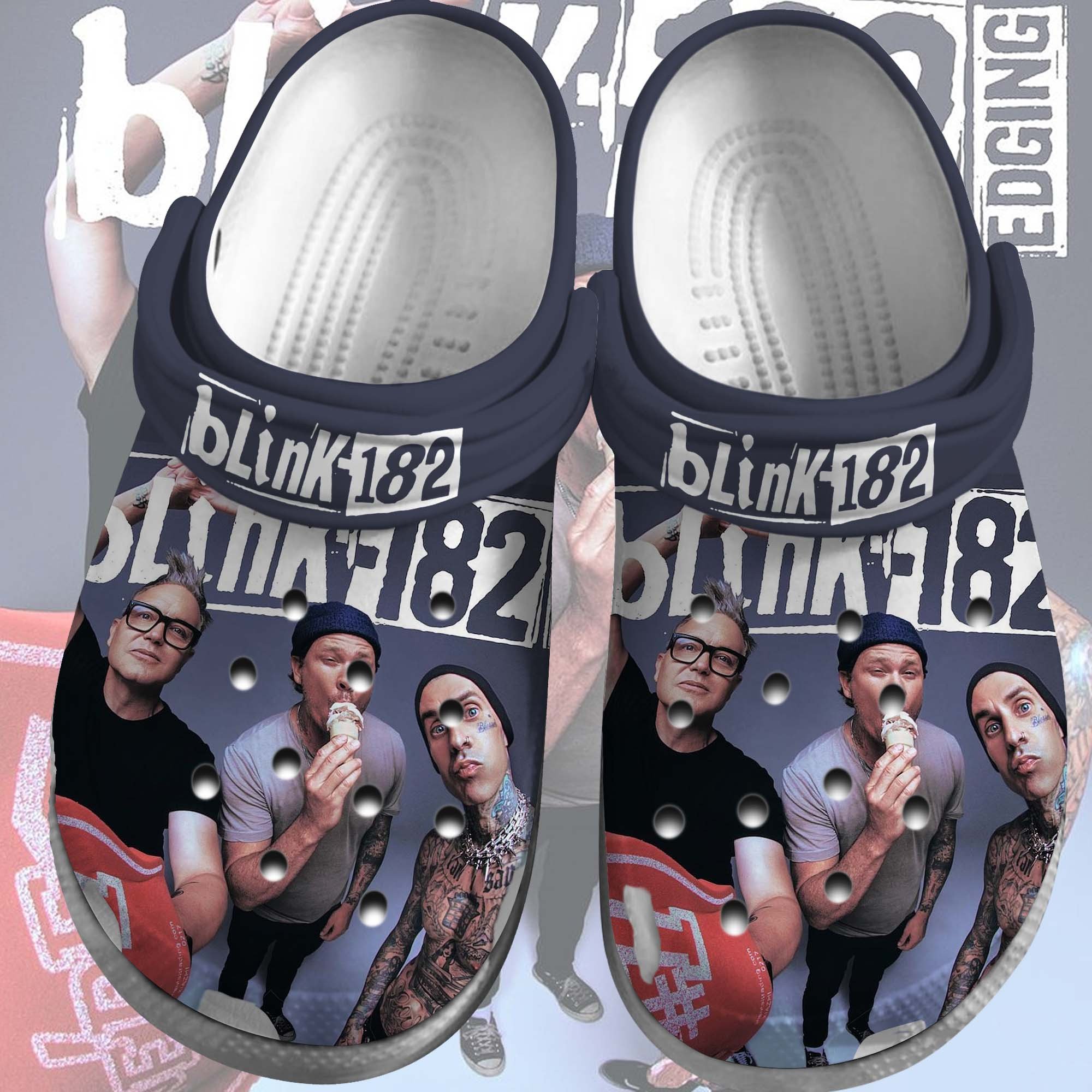 Merchidea Blink-182 Band Music Crocs Crocband Clogs Shoes Comfortable For Men Women and Kids