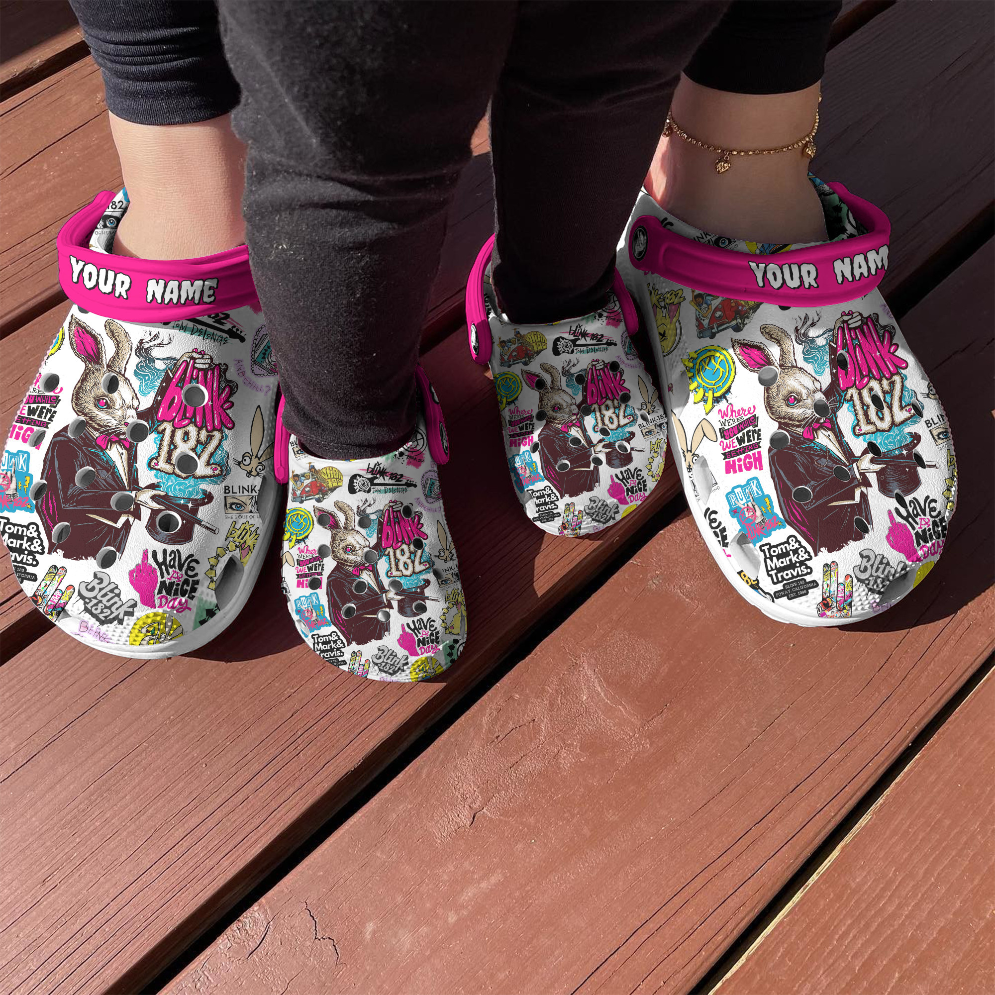 Merchidea Blink-182 Music Crocs Crocband Clogs Shoes Comfortable For Men Women and Kids