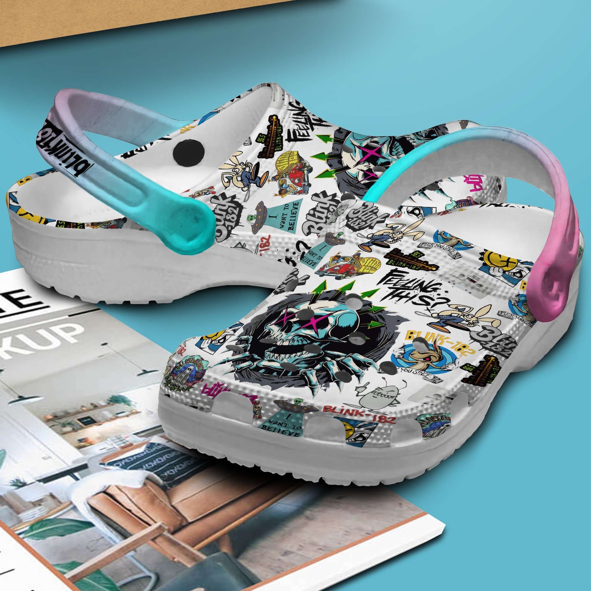 Merchidea Blink 182 Music Crocs Crocband Clogs Shoes Comfortable For Men Women and Kids