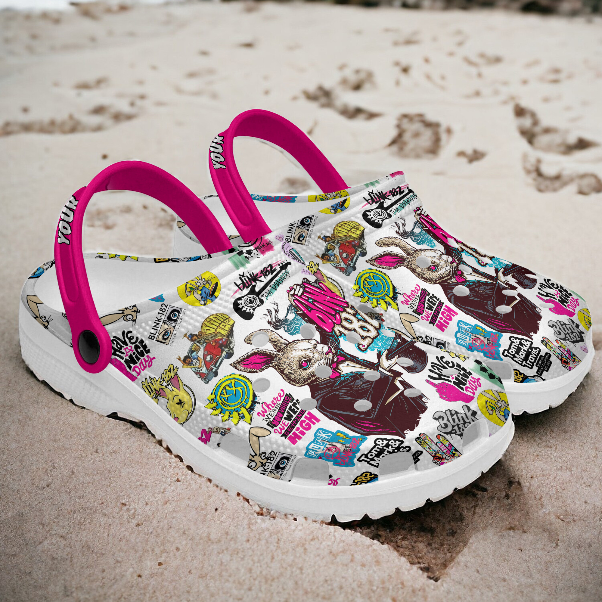 Merchidea Blink-182 Music Crocs Crocband Clogs Shoes Comfortable For Men Women and Kids