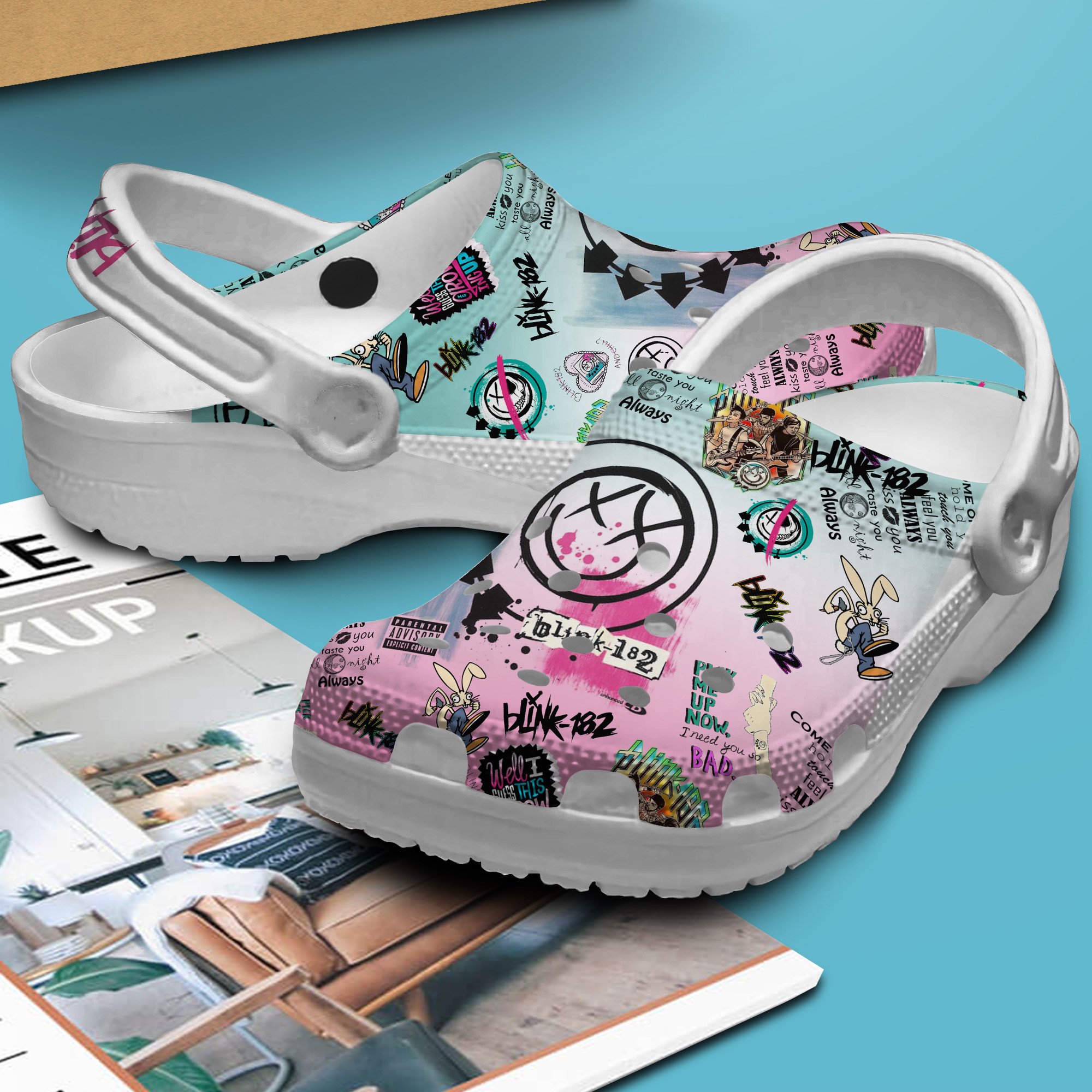 Merchidea Blink 182 Music Crocs Crocband Clogs Shoes Comfortable For Men Women and Kids
