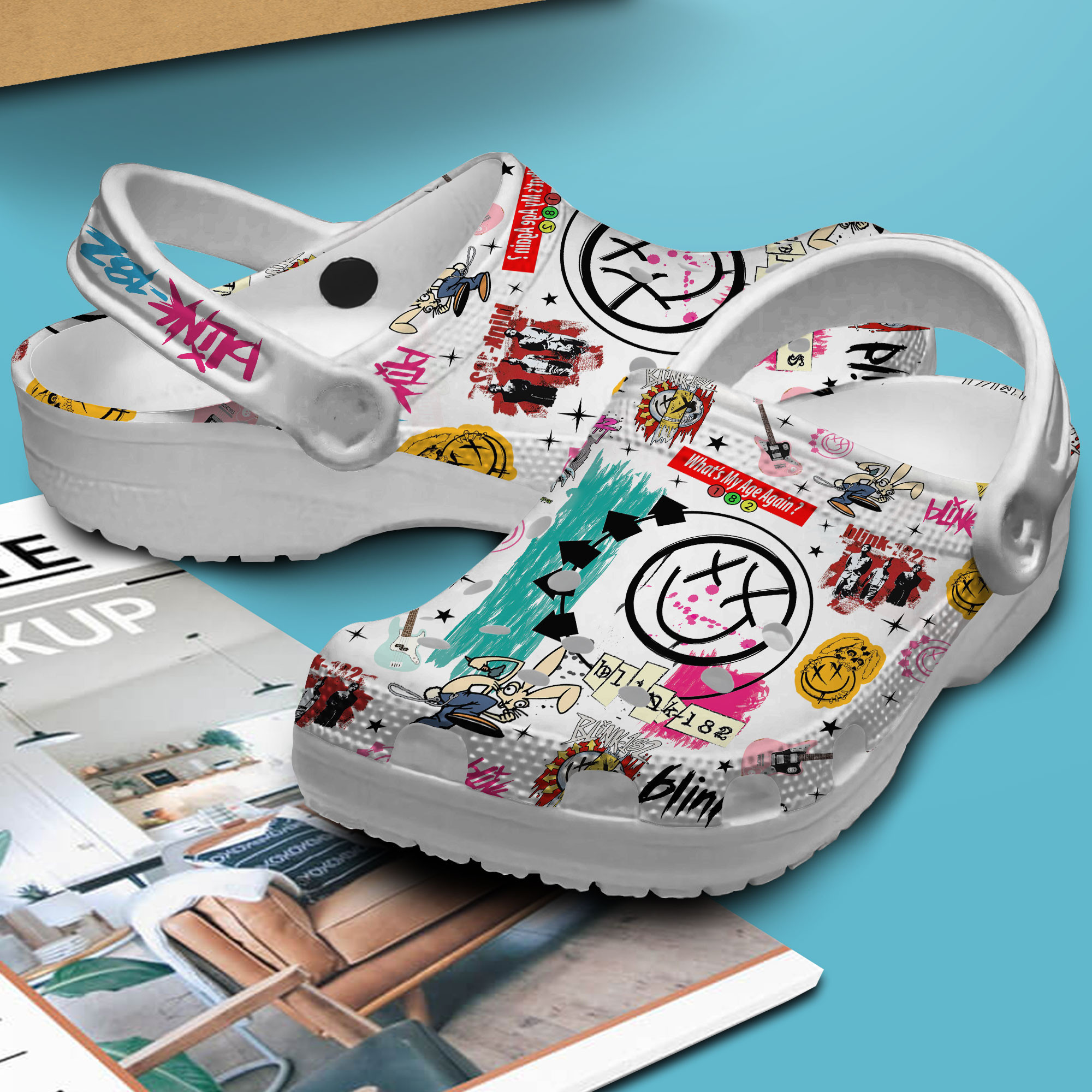 Merchidea Blink 182 Music Crocs Crocband Clogs Shoes Comfortable For Men Women and Kids