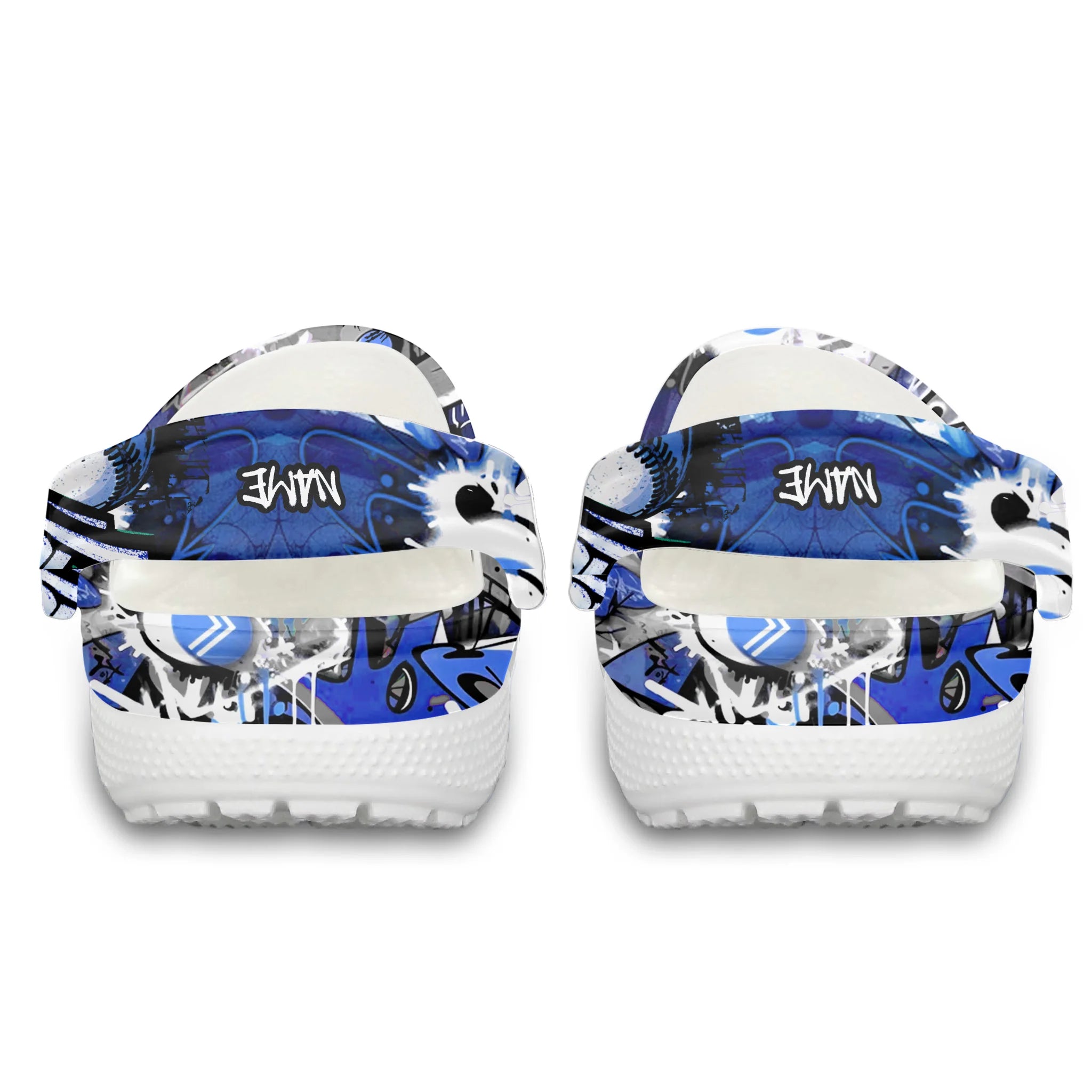 Merchidea Blue Graffiti Baseball Sport Crocs Crocband Clogs Shoes Comfortable For Men Women and Kids