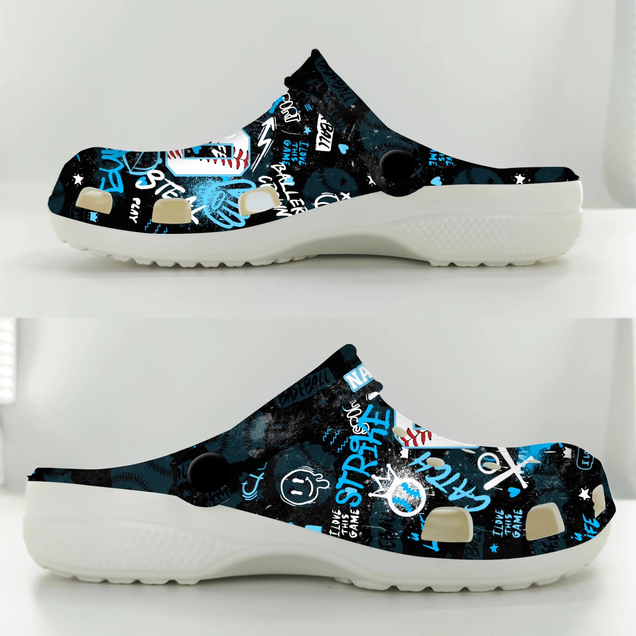 Merchidea Blue Tag Out Baseball Sport Crocs Crocband Clogs Shoes Comfortable For Men Women and Kids