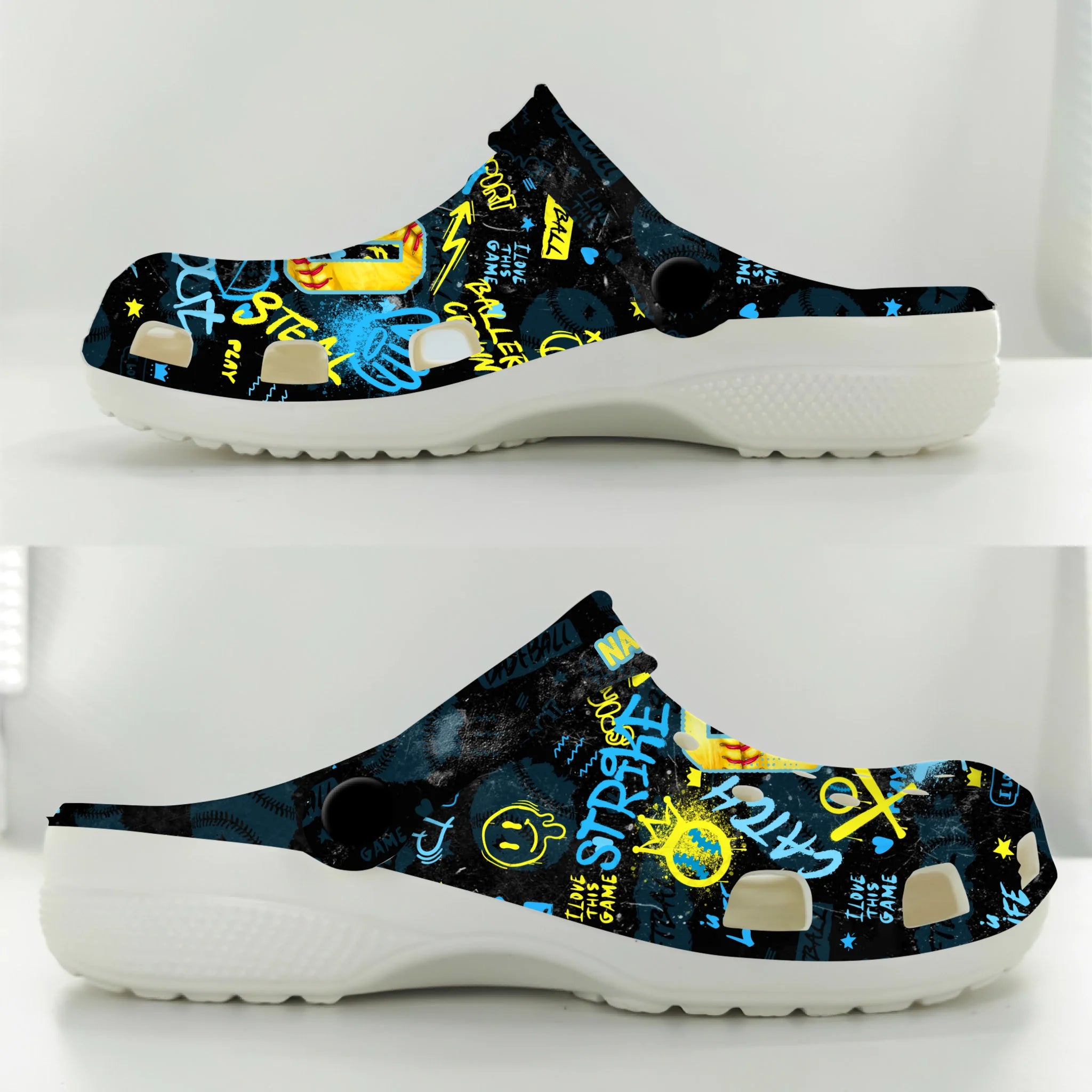 Merchidea Blue Tag Out Softball Sport Crocs Crocband Clogs Shoes Comfortable For Men Women and Kids