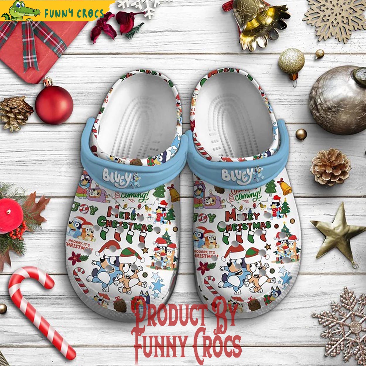 Merchidea Bluey Cartoon Christmas Crocs Crocband Clogs Shoes Comfortable For Men Women and Kids