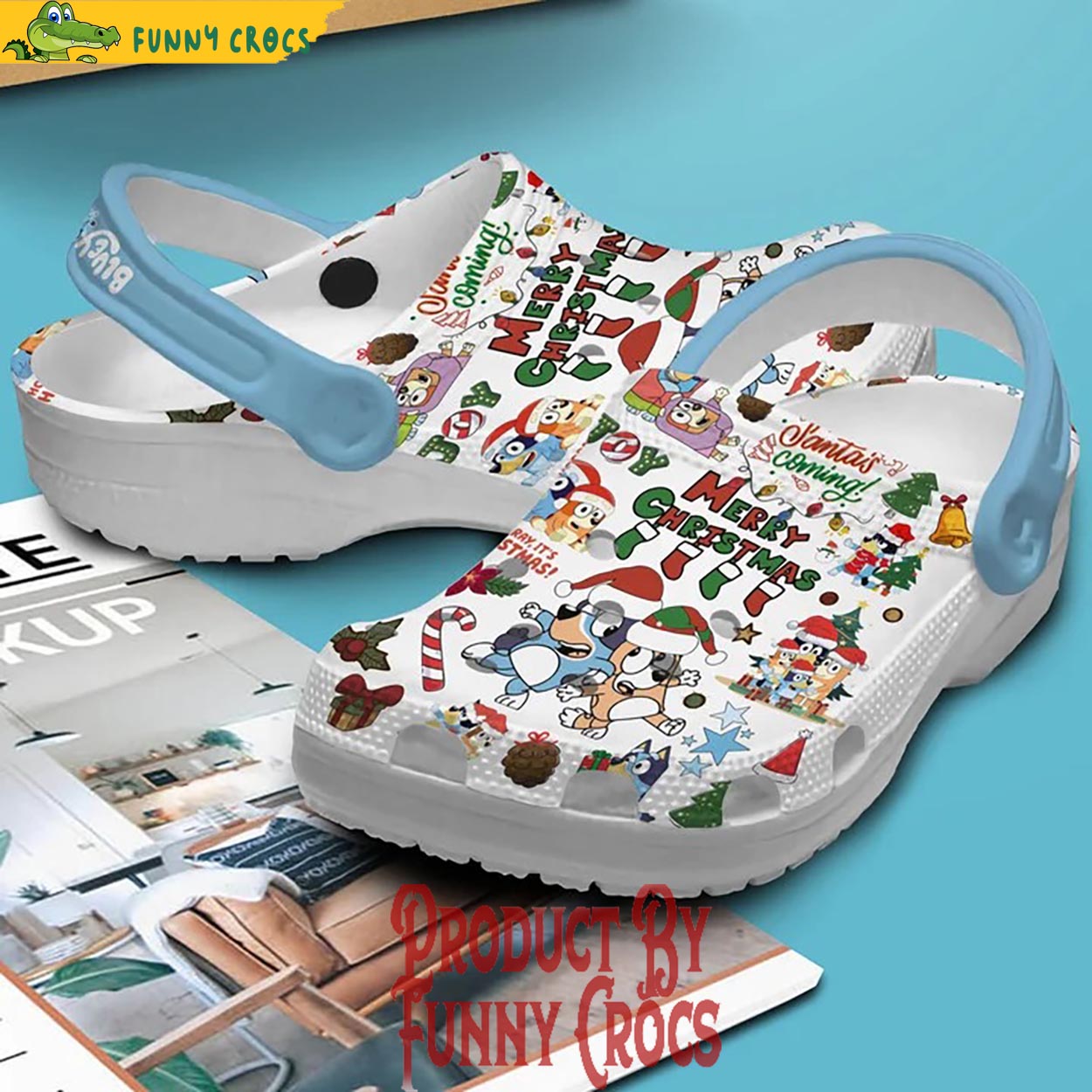 Merchidea Bluey Cartoon Christmas Crocs Crocband Clogs Shoes Comfortable For Men Women and Kids