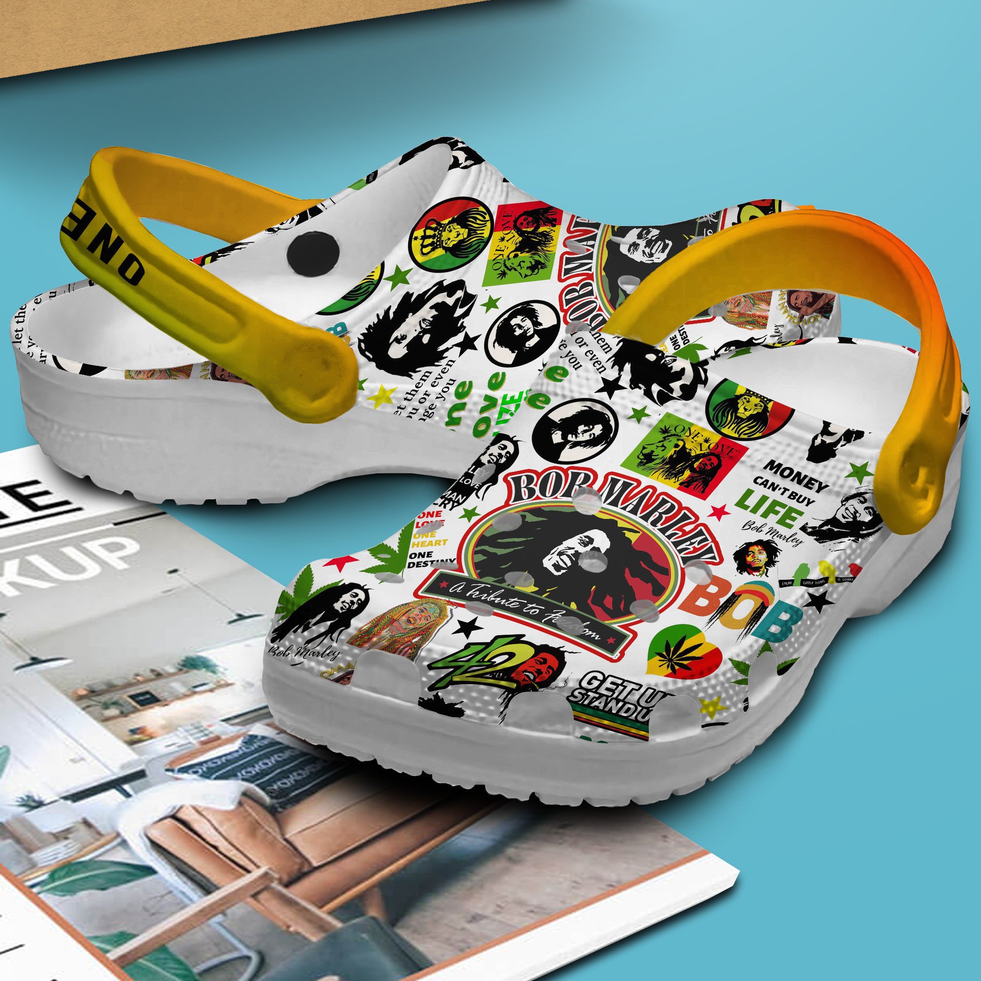 Merchidea Bob Marley Music Crocs Crocband Clogs Shoes Comfortable For Men Women and Kids