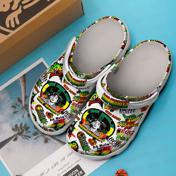 Merchidea Bob Marley Music Crocs Crocband Clogs Shoes Comfortable For Men Women and Kids