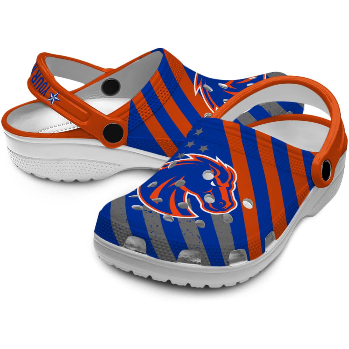 Merchidea Boise State Broncos NCAA Sport Crocs Crocband Clogs Shoes Comfortable For Men Women and Kids