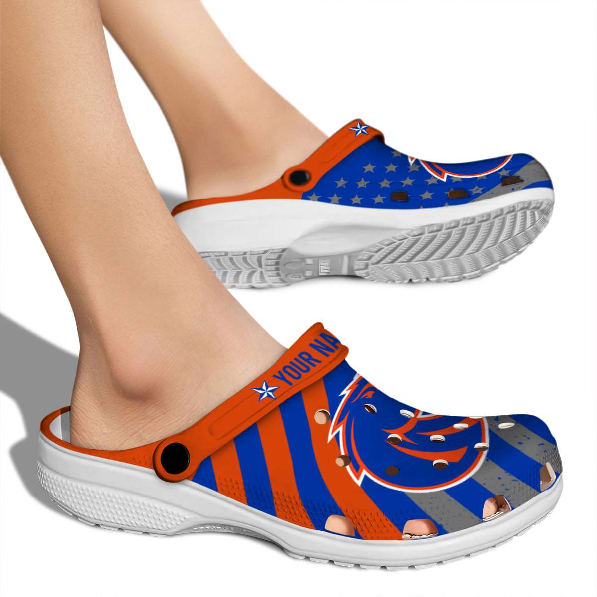 Merchidea Boise State Broncos NCAA Sport Crocs Crocband Clogs Shoes Comfortable For Men Women and Kids