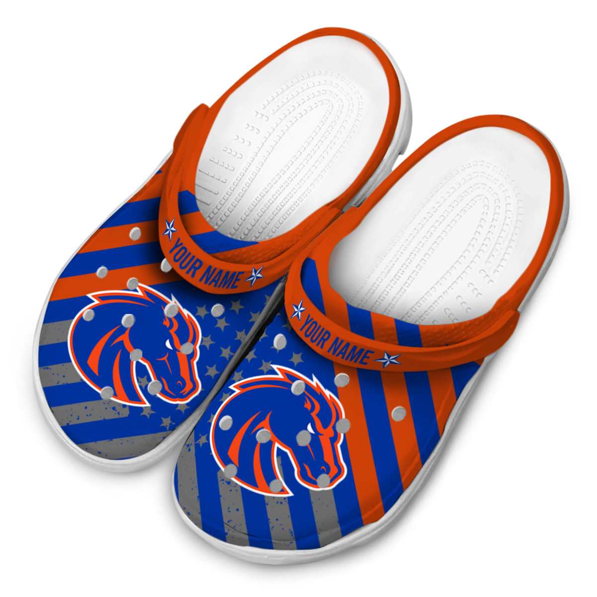 Merchidea Boise State Broncos NCAA Sport Crocs Crocband Clogs Shoes Comfortable For Men Women and Kids