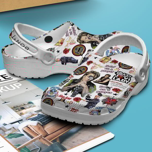 Merchidea Bon Jovi Music Crocs Crocband Clogs Shoes Comfortable For Men Women and Kids