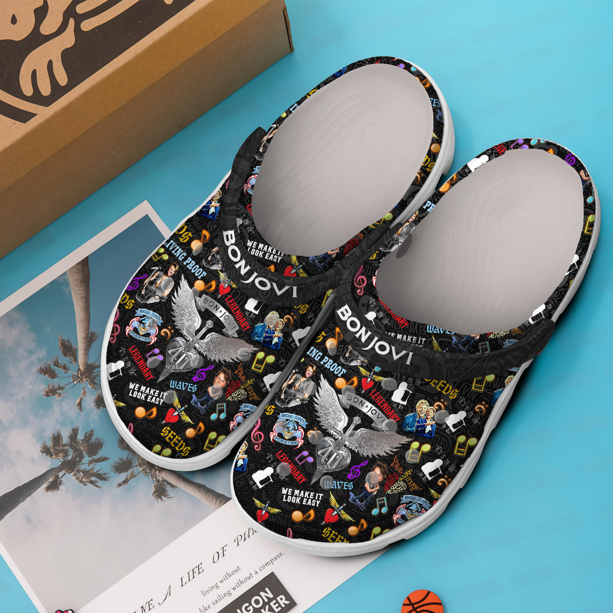 Merchidea Bon Jovi Music Crocs Crocband Clogs Shoes Comfortable For Men Women and Kids