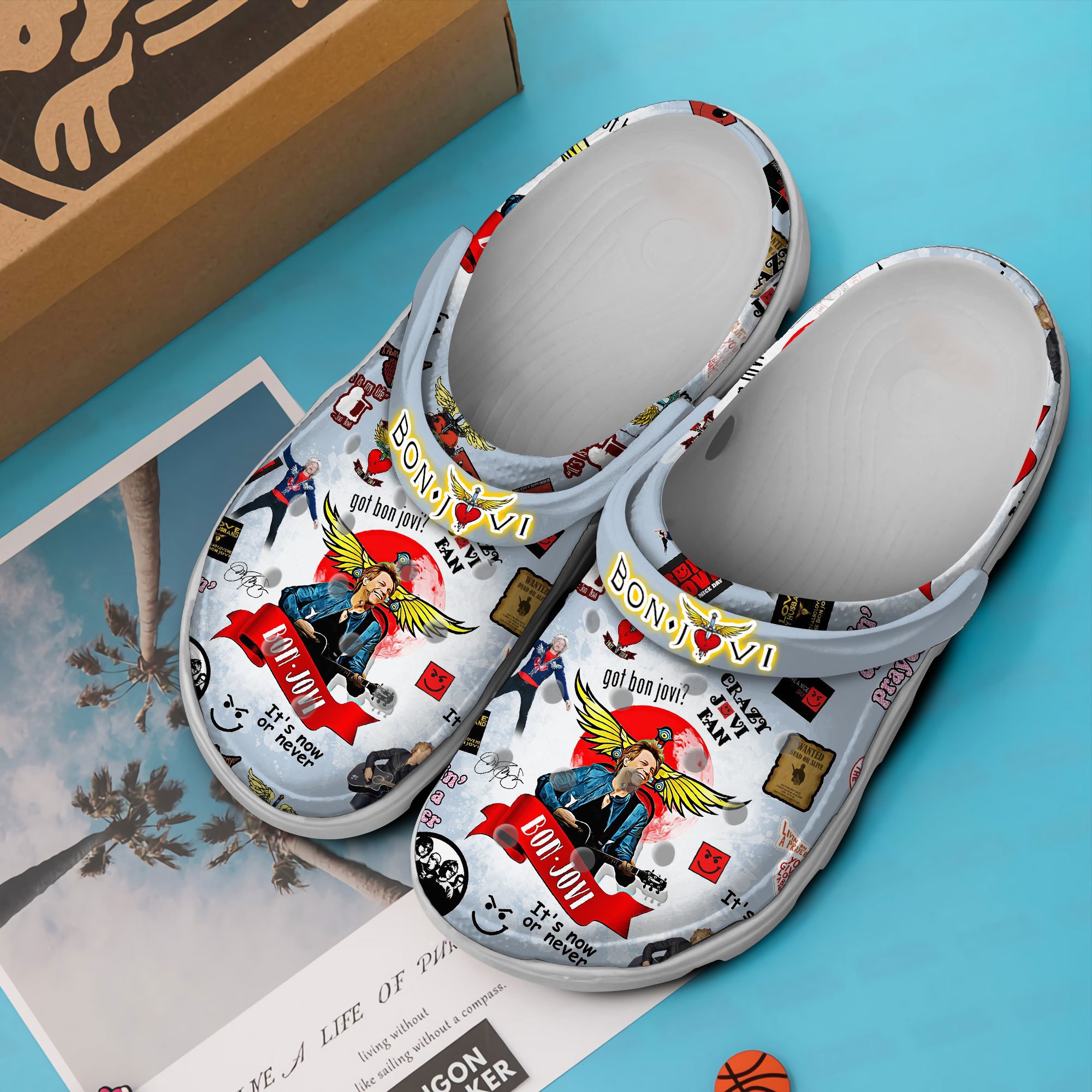 Merchidea Bon Jovi Music Crocs Crocband Clogs Shoes Comfortable For Men Women and Kids