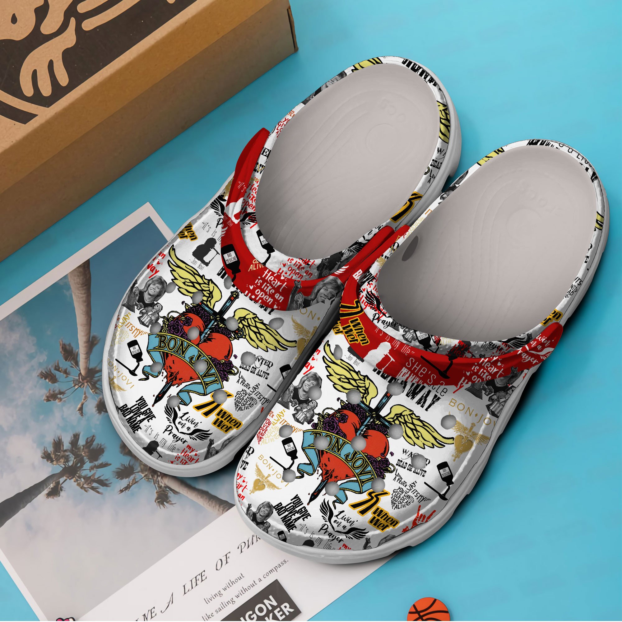 Merchidea Bon Jovi Music Crocs Crocband Clogs Shoes Comfortable For Men Women and Kids