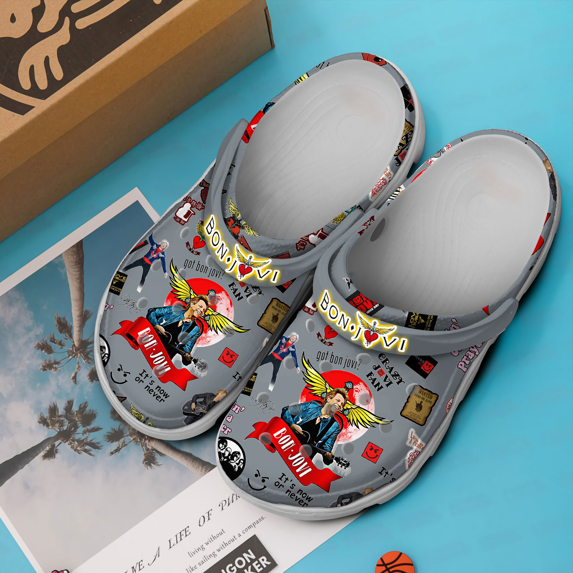 Merchidea Bon Jovi Music Crocs Crocband Clogs Shoes Comfortable For Men Women and Kids