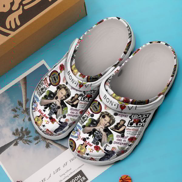 Merchidea Bon Jovi Music Crocs Crocband Clogs Shoes Comfortable For Men Women and Kids