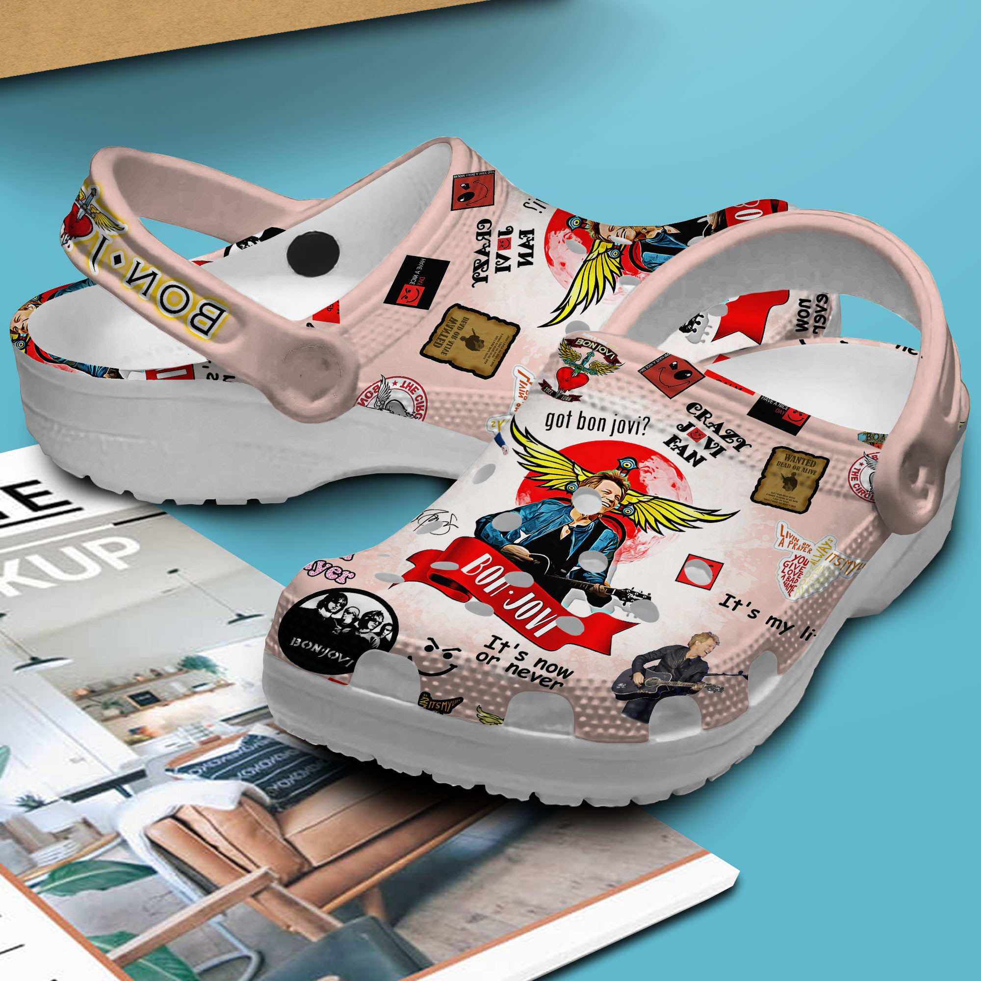 Merchidea Bon Jovi Music Crocs Crocband Clogs Shoes Comfortable For Men Women and Kids