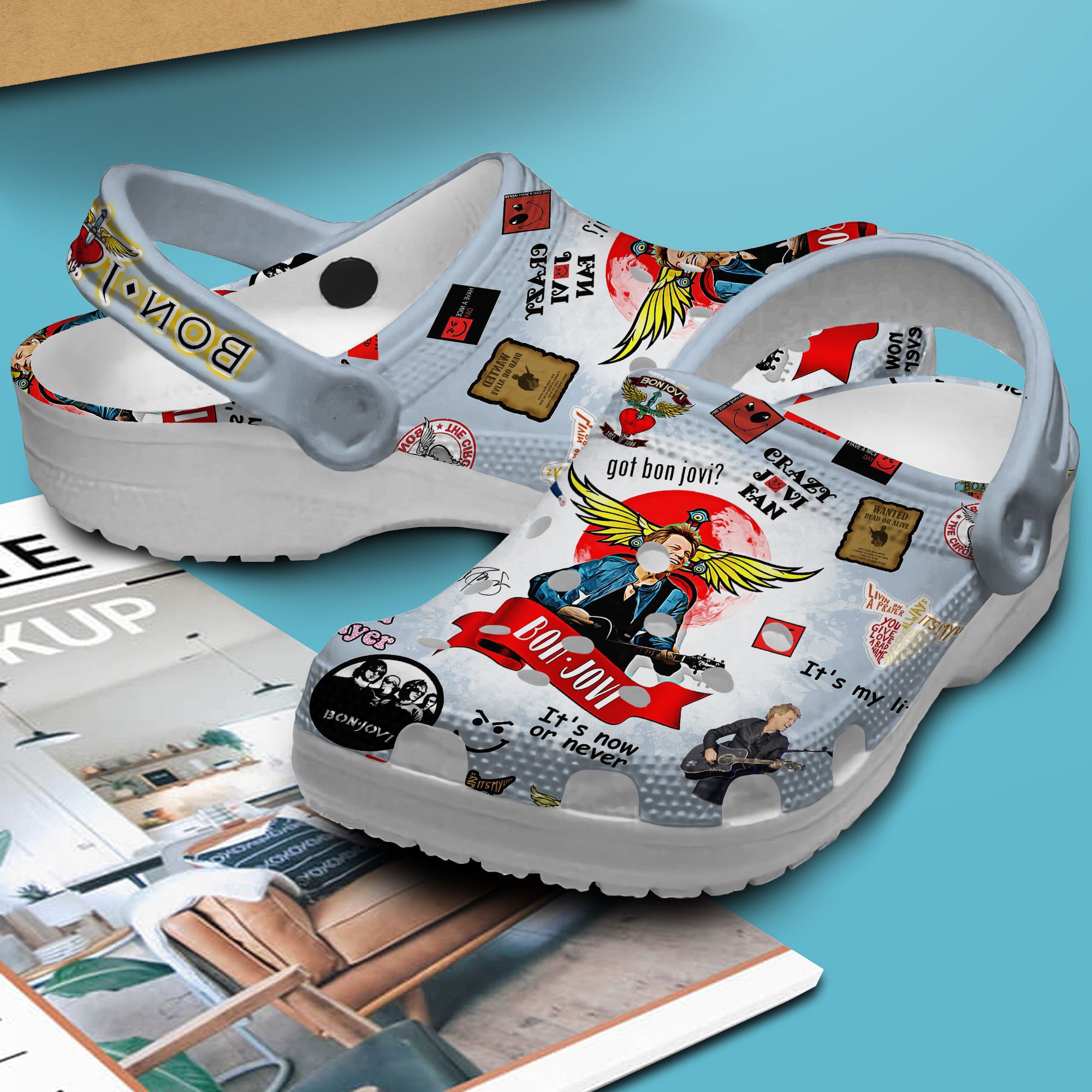 Merchidea Bon Jovi Music Crocs Crocband Clogs Shoes Comfortable For Men Women and Kids