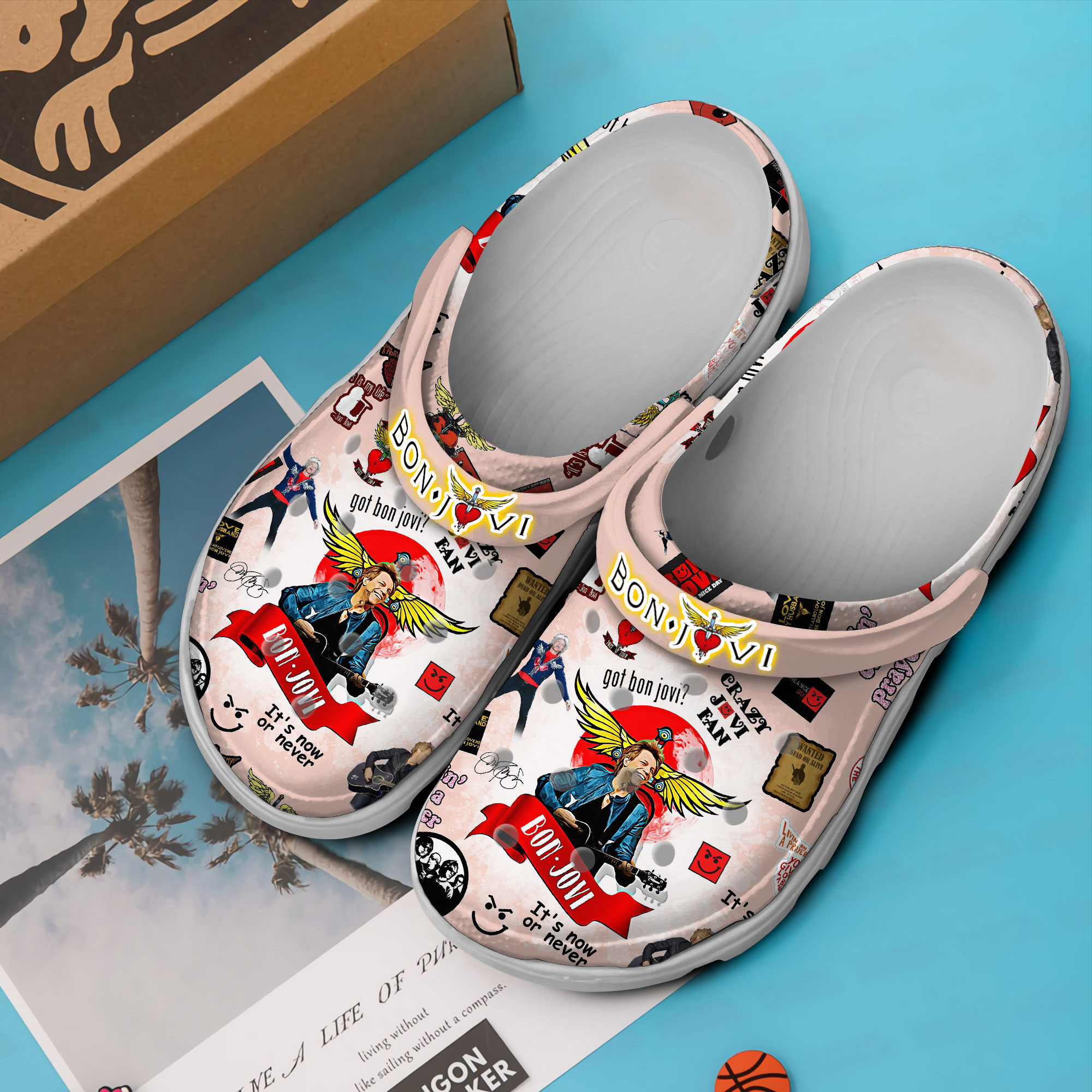 Merchidea Bon Jovi Music Crocs Crocband Clogs Shoes Comfortable For Men Women and Kids