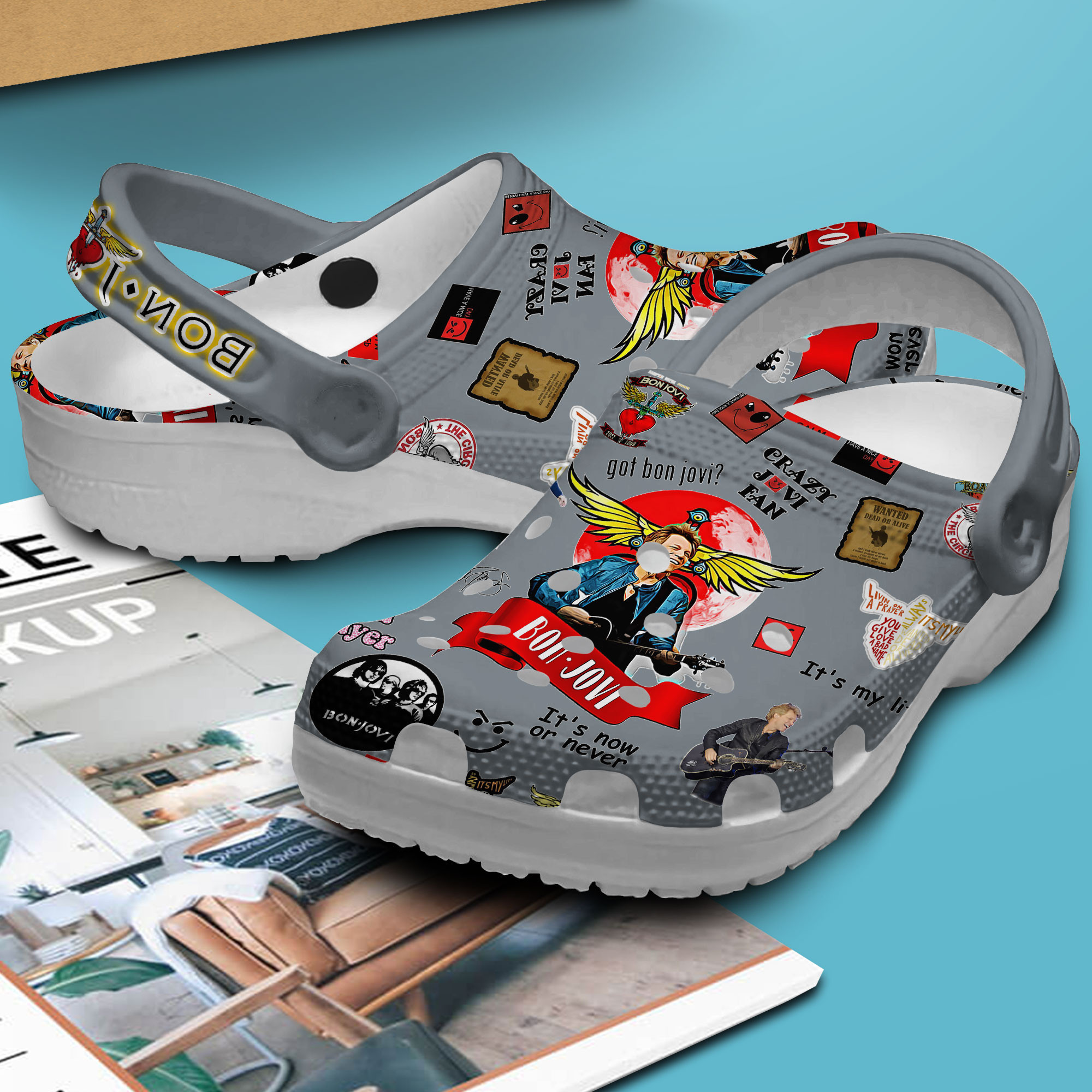 Merchidea Bon Jovi Music Crocs Crocband Clogs Shoes Comfortable For Men Women and Kids