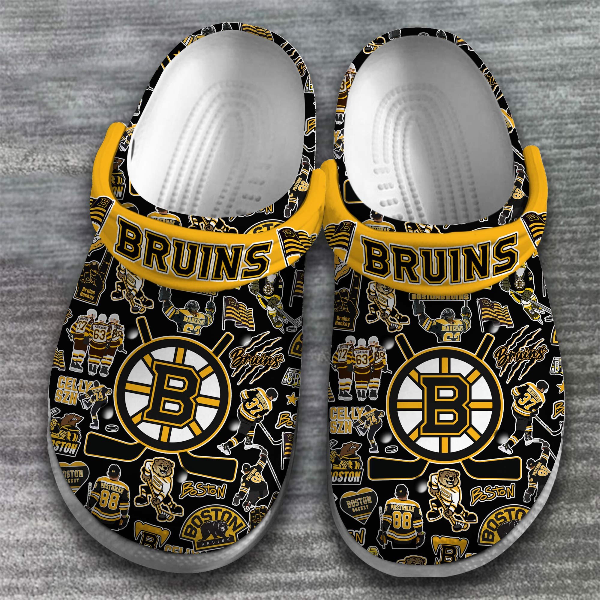 Merchidea Boston Bruins NHL Ice hockey Sport Crocs Crocband Clogs Shoes Comfortable For Men Women and Kids