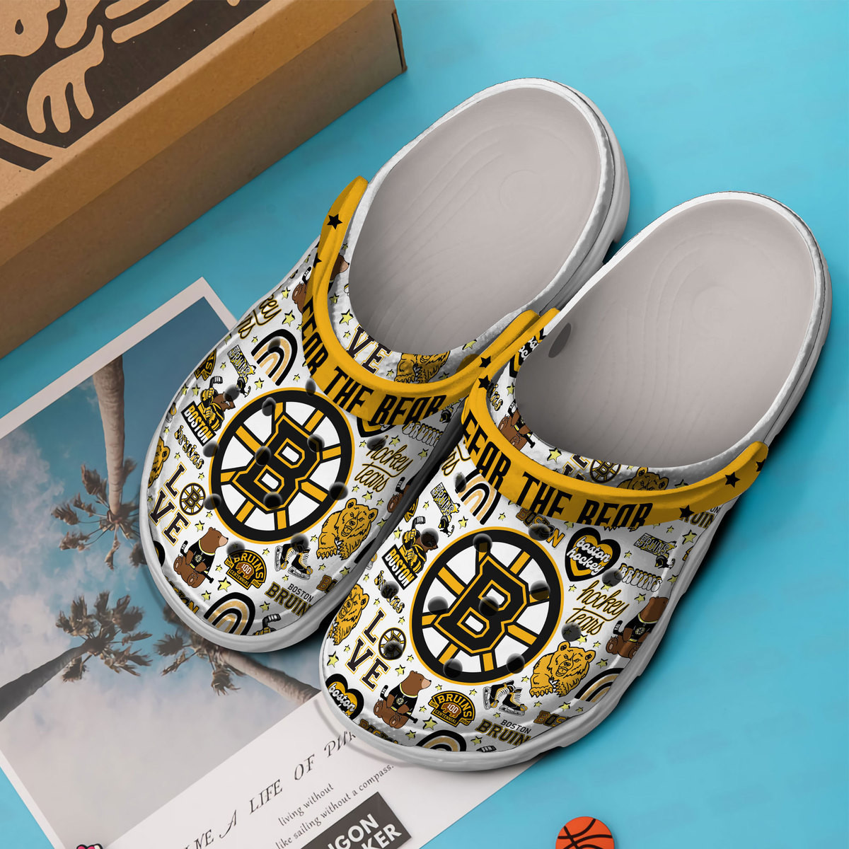 Merchidea Boston Bruins NHL Sport Crocs Crocband Clogs Shoes Comfortable For Men Women and Kids