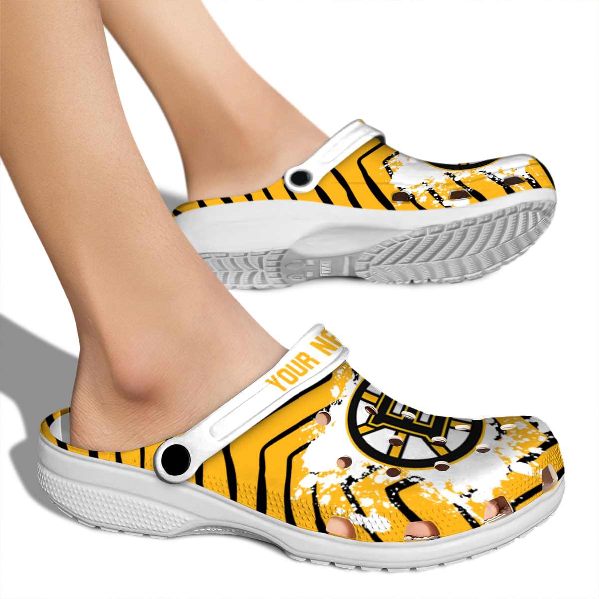 Merchidea Boston Bruins NHL Sport Crocs Crocband Clogs Shoes Comfortable For Men Women and Kids