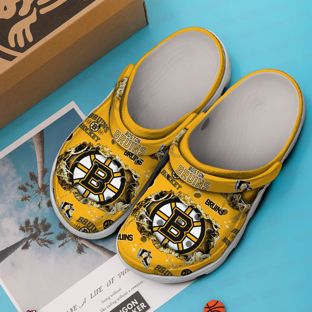 Merchidea Boston Bruins NHL Sport Crocs Crocband Clogs Shoes Comfortable For Men Women and Kids