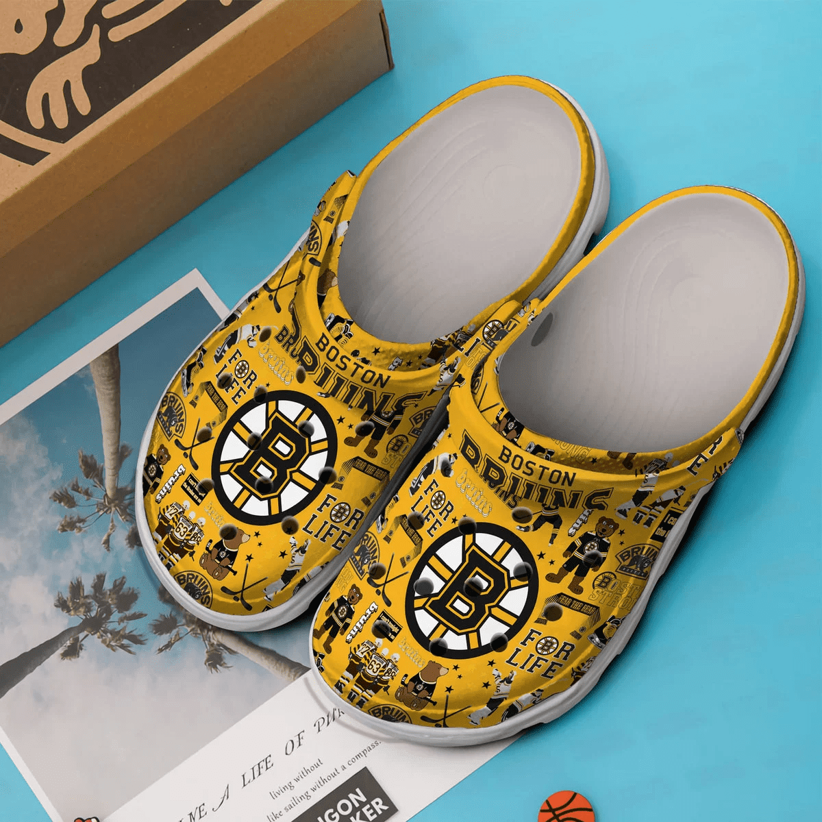 Merchidea Boston Bruins NHL Sport Crocs Crocband Clogs Shoes Comfortable For Men Women and Kids