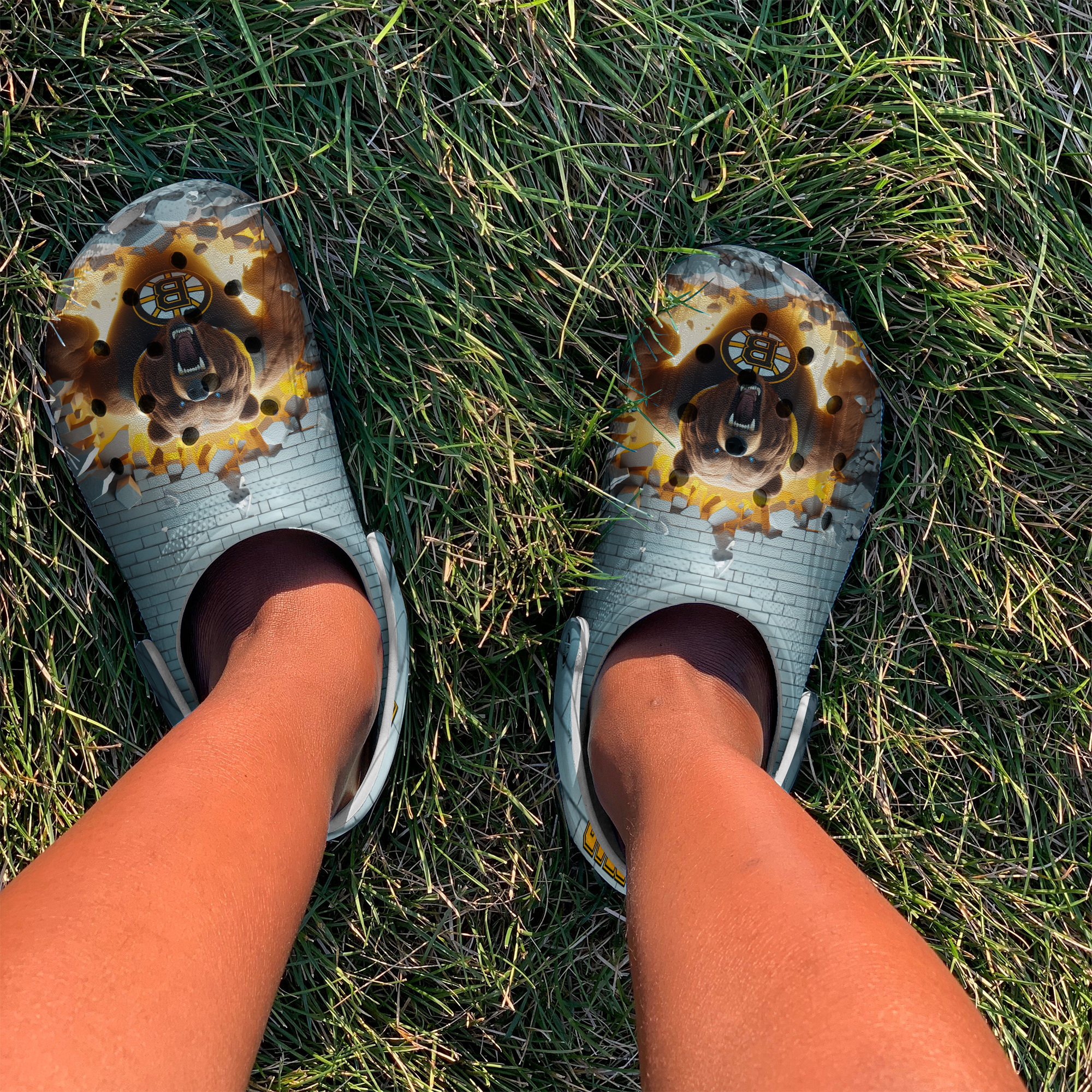 Merchidea Boston Bruins NHL Sport Crocs Crocband Clogs Shoes Comfortable For Men Women and Kids