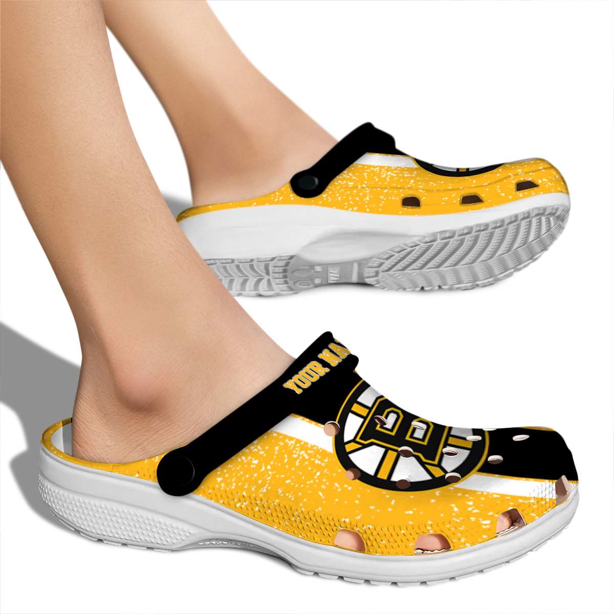 Merchidea Boston Bruins NHL Sport Crocs Crocband Clogs Shoes Comfortable For Men Women and Kids