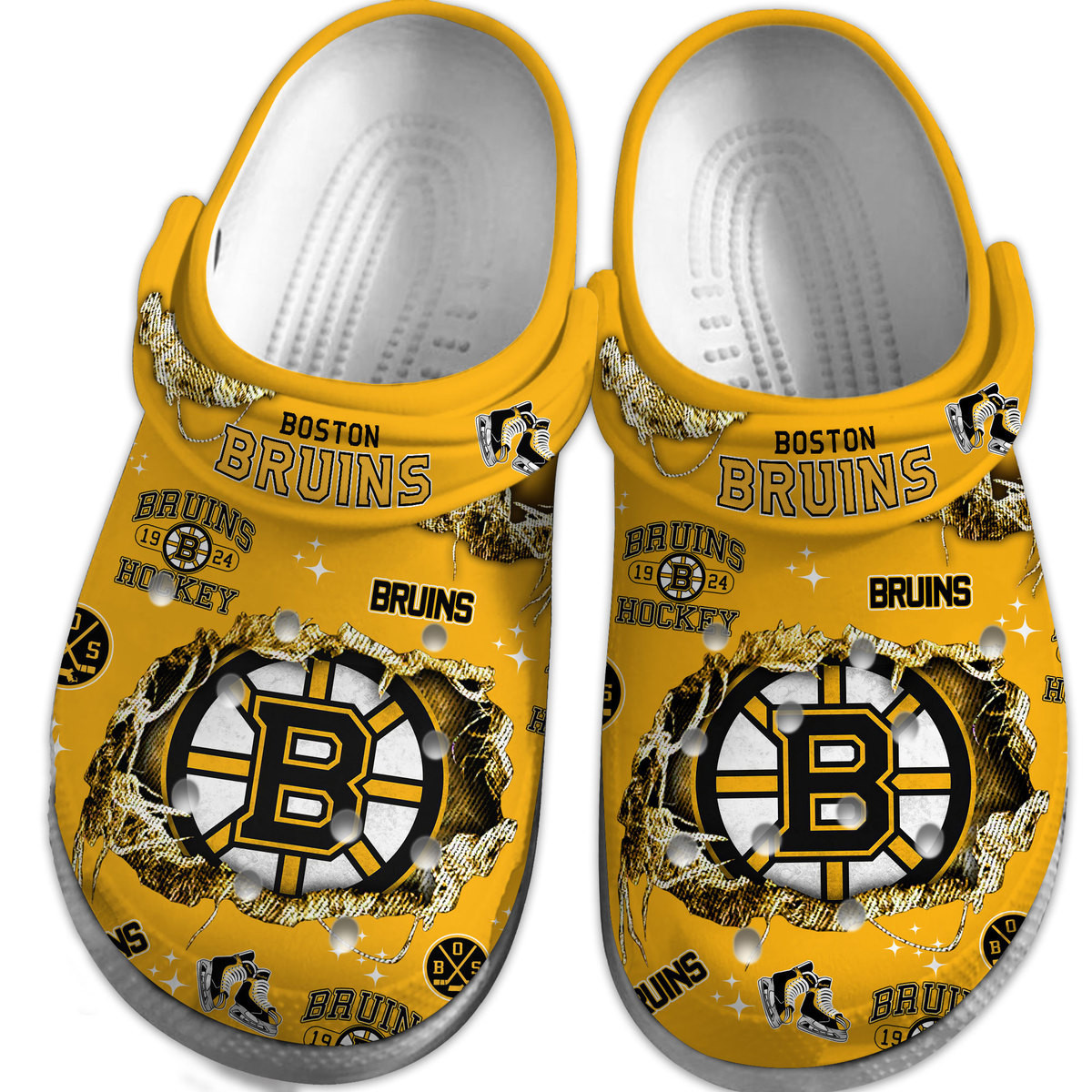 Merchidea Boston Bruins NHL Sport Crocs Crocband Clogs Shoes Comfortable For Men Women and Kids
