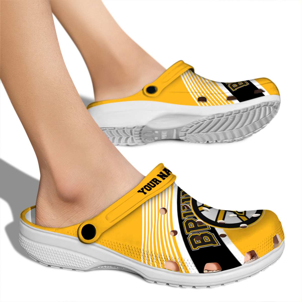 Merchidea Boston Bruins NHL Sport Crocs Crocband Clogs Shoes Comfortable For Men Women and Kids