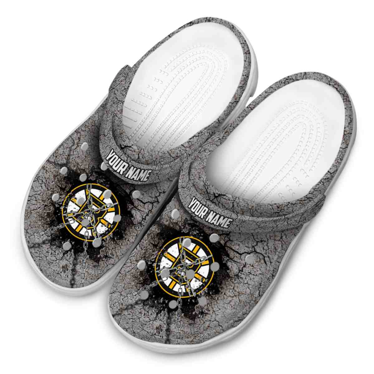 Merchidea Boston Bruins NHL Sport Crocs Crocband Clogs Shoes Comfortable For Men Women and Kids